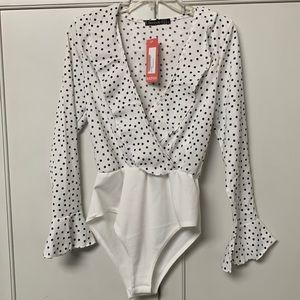 Black and White Polka Dot Bodysuit - new with tags. Size 6P